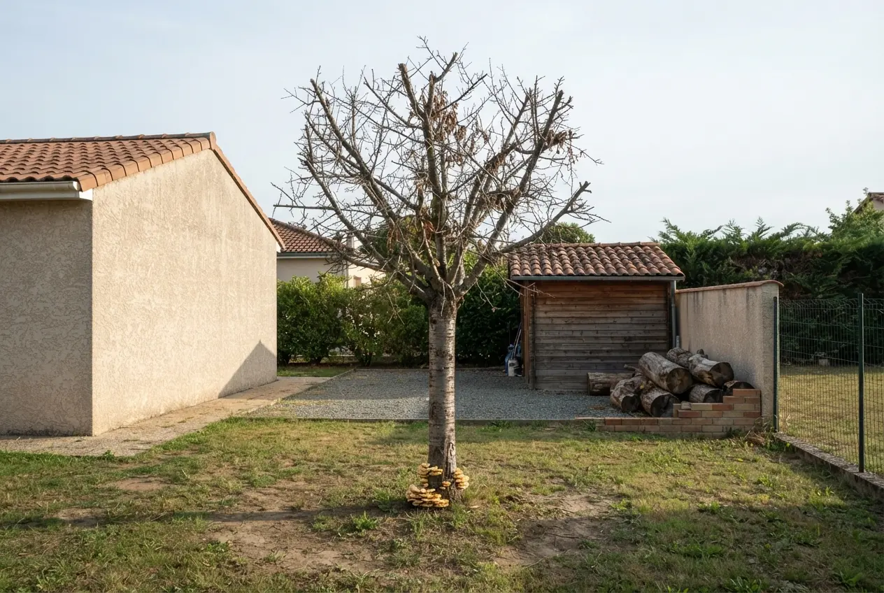 Arbre malade avant abattage contrôlé à Corbarieu