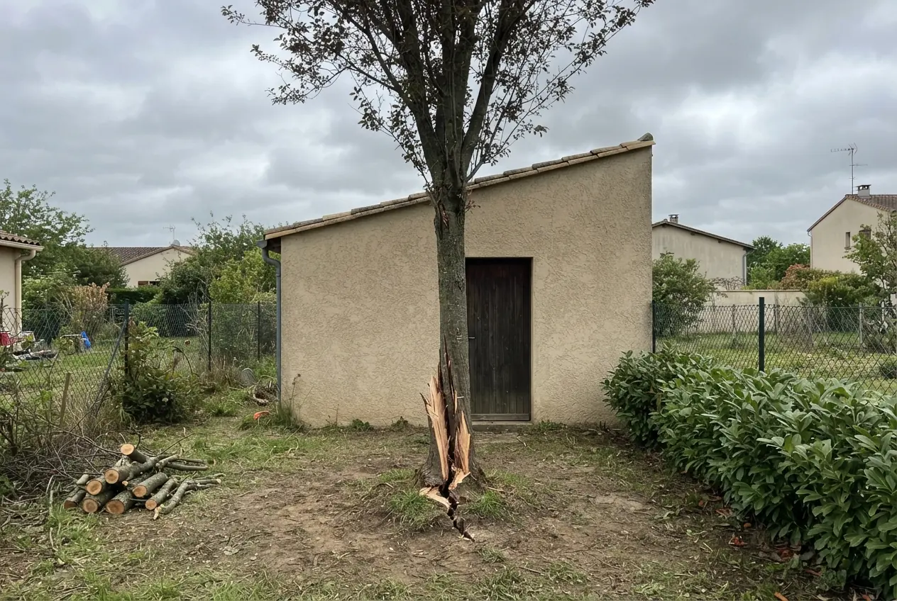 Arbre fissuré avant mise en sécurité locale