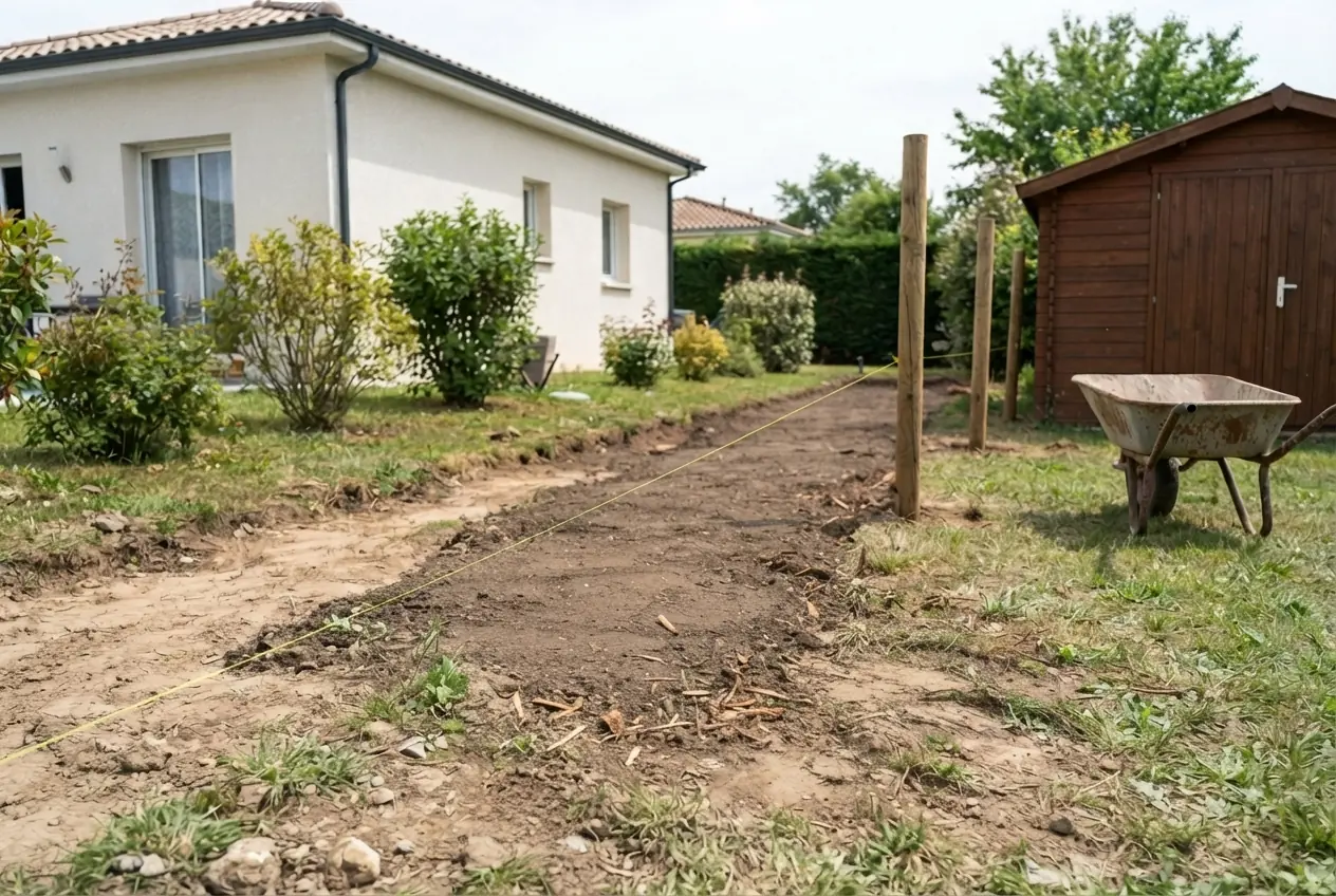 Terrain prêt pour clôture après dessouchage à Bressols