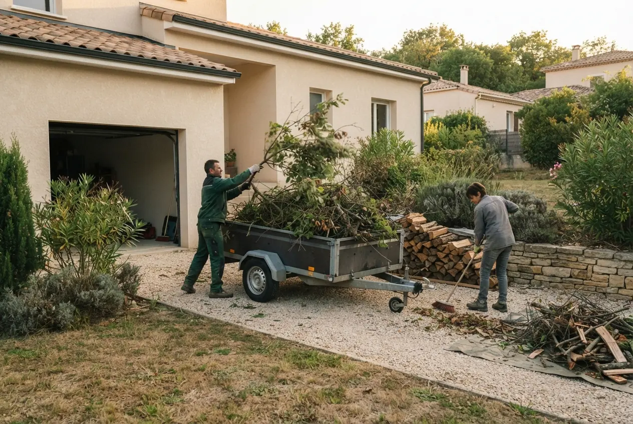 Ramassage de branches après élagage à Bressols